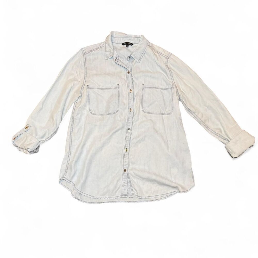 Staccato Women’s Tencel roll tab long sleeve button down casual blouse Sz M